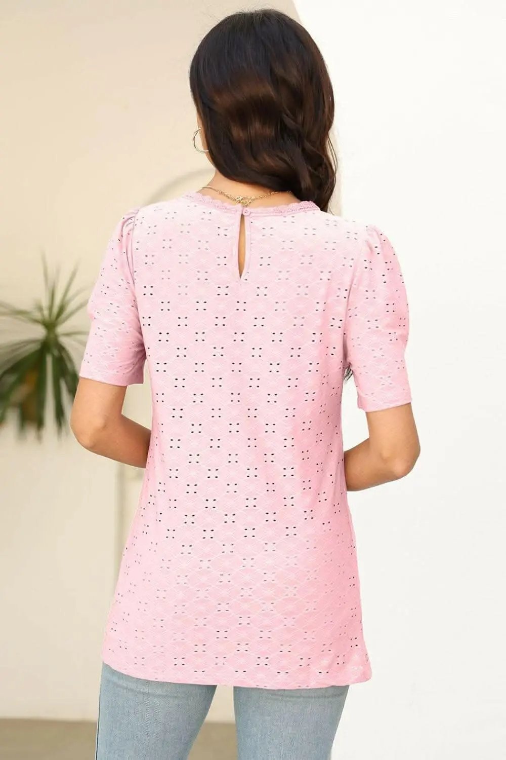 T-Shirts Trendsi just arrived - Elegant Eyelet T-Shirt - Comfort & Style