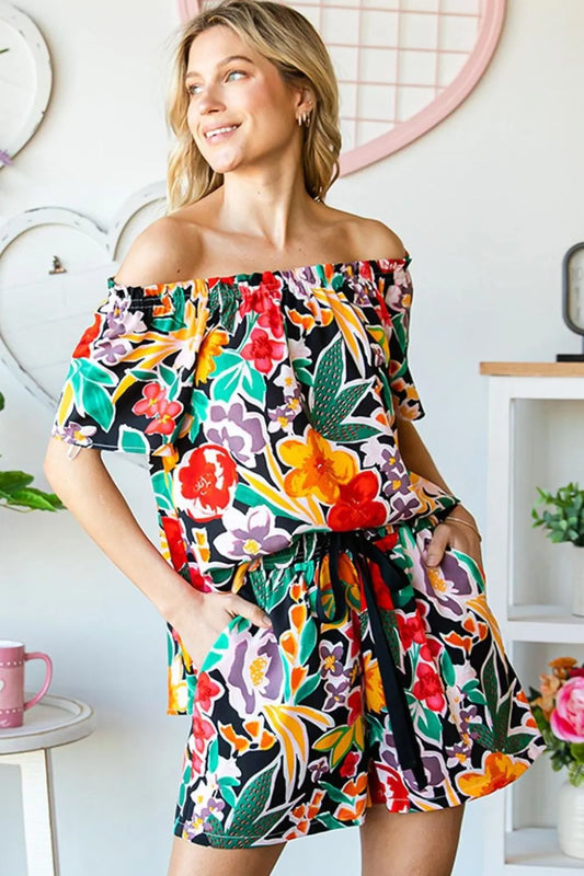 Top floral con hombros descubiertos Cotton Bleu by Nu Label