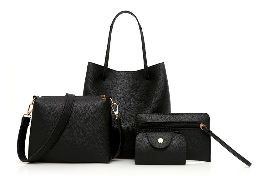 Fashionable Solid Color Mother-Daughter Bag Set (4 Pieces)