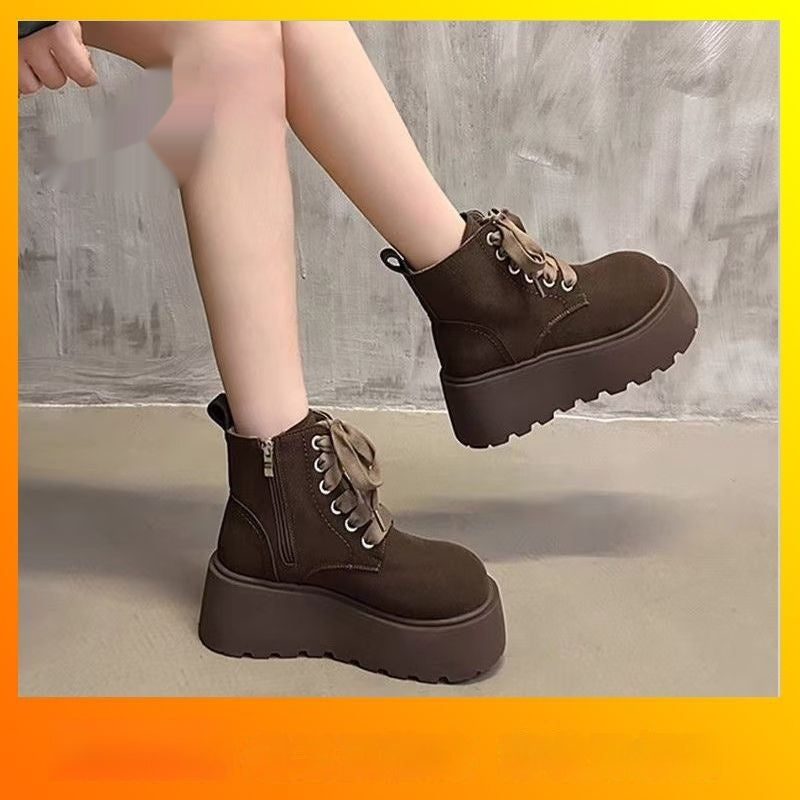 Botines de Mujer con Suela Gruesa y Cordones – Estilo Vintage