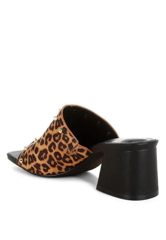Shoes Rag Company Edama Leopard Print Studded Slip-Ons - Trendy Style Footwear - Premium Quality Product | Fast Shipping & Returns