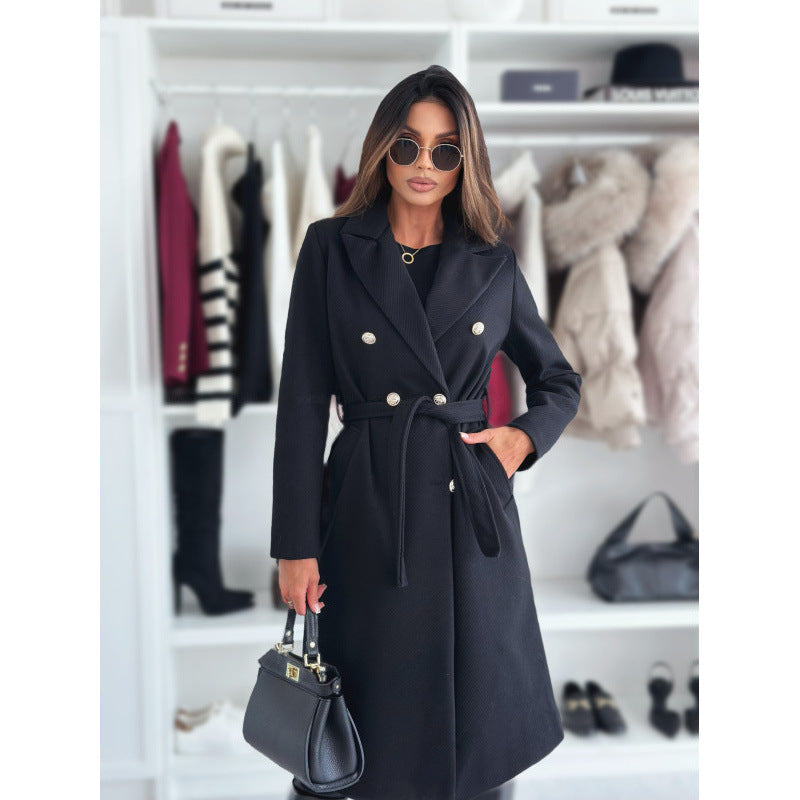 Women's Red British-style A-line Wool Coatcape Top