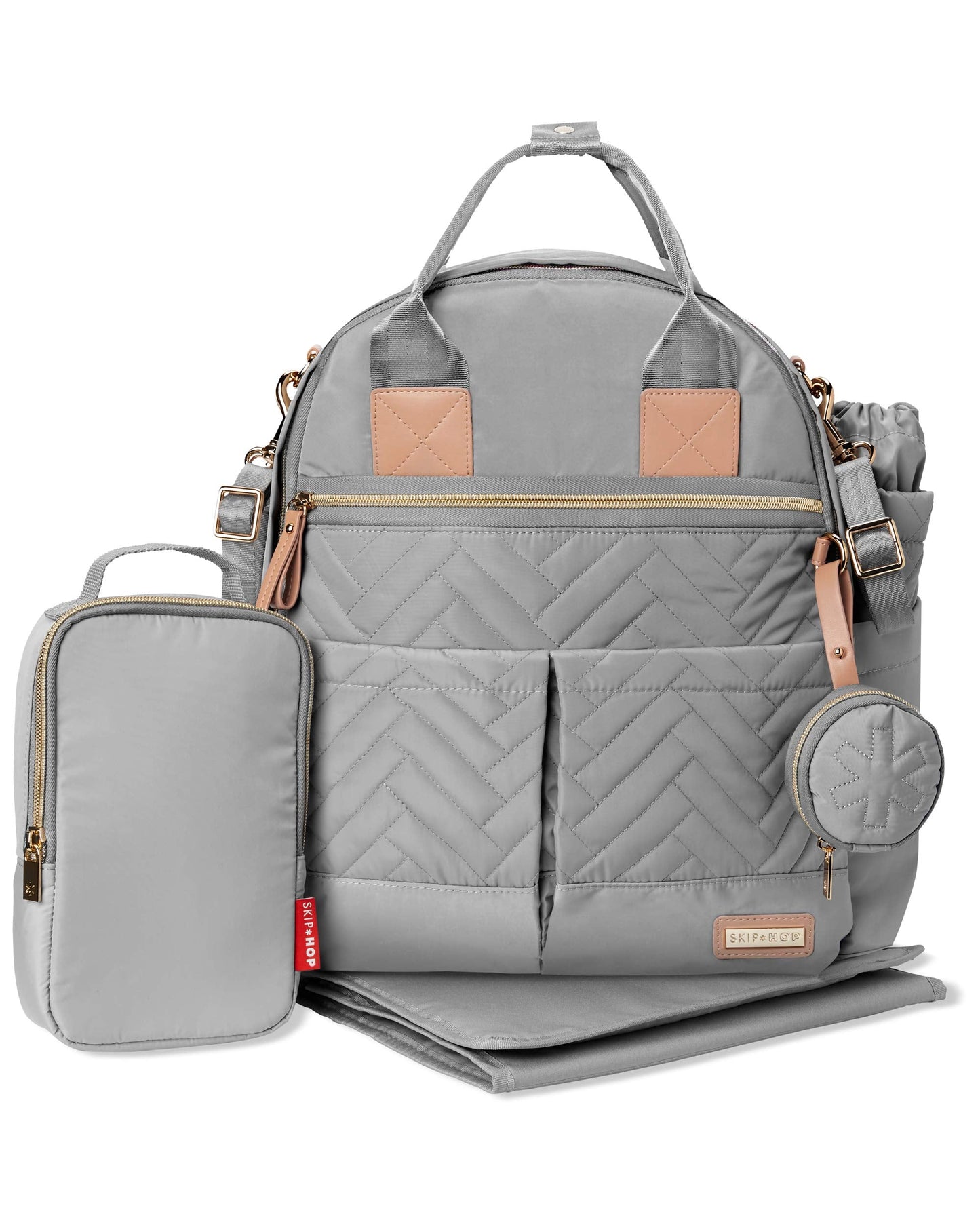 Skip Hop Diaper Bag Backpack: Suite 6-in-1 Diaper Backpack Set Multi-Function Baby Travel Bag with Changing Pad Stroller Straps Bottle Bag and Pacifier Pocket Dove Grey