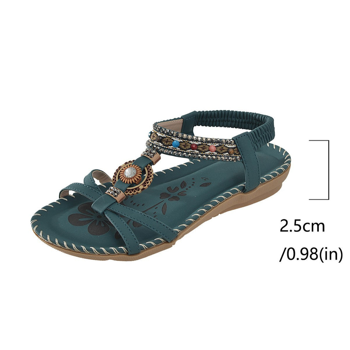 Beach Flat Handmade Beaded Rhinestone Sandals