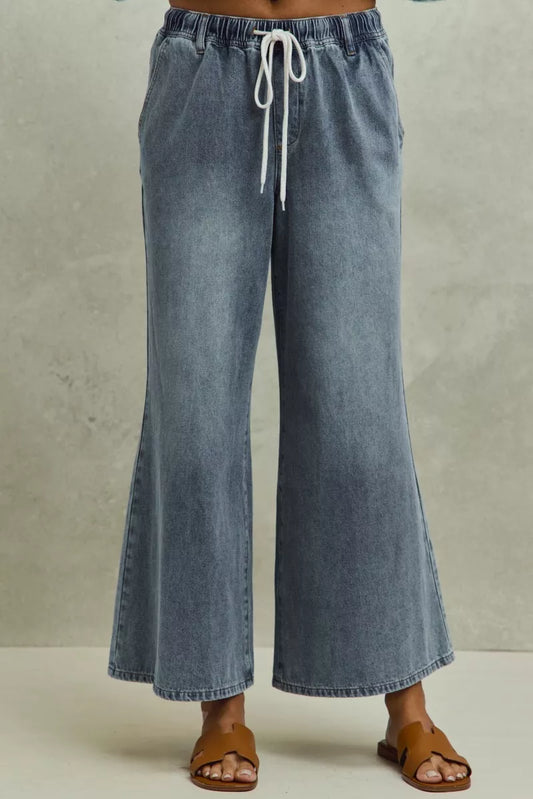 Pantalones vaqueros acampanados de tiro medio con cintura elástica SO ME