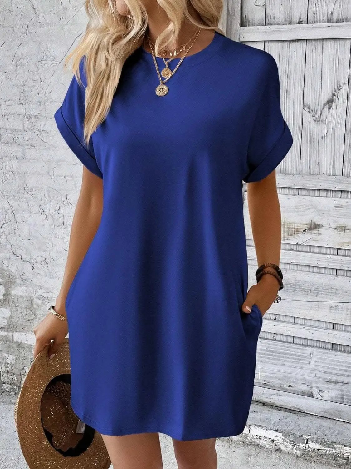 Women's Mini Dress Round Neck by Trendsi | Light Gray