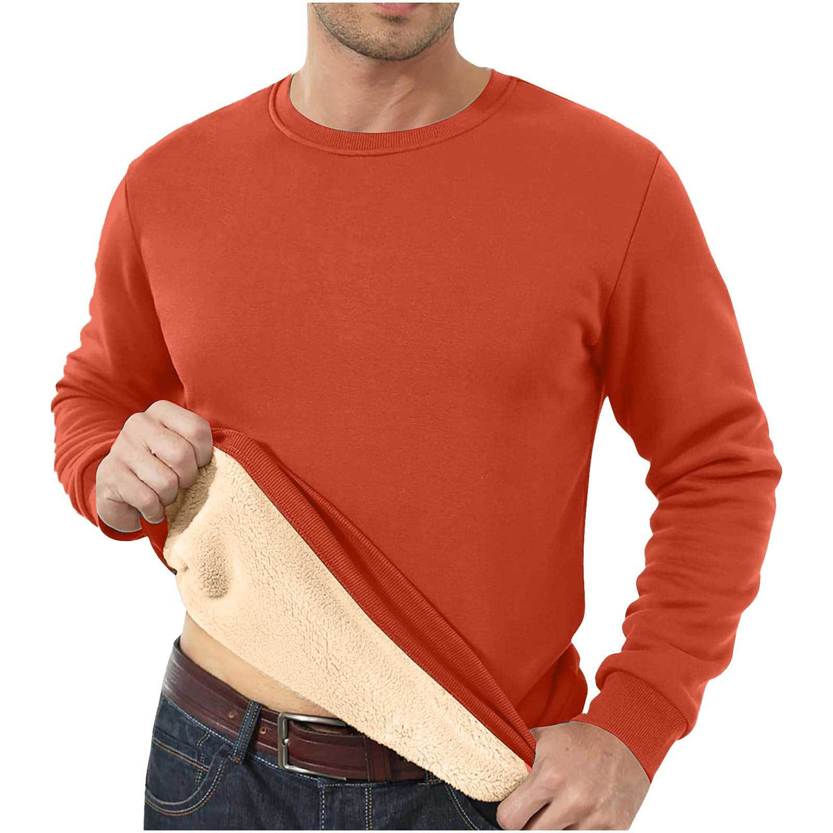Amazon Cross-Border Dropshipping Autumn And Winter Sweatshirt Men's Velvet Round Neck Solid Color Loose Thermal Underwear Thick Foreign Trade Men's Clothing
