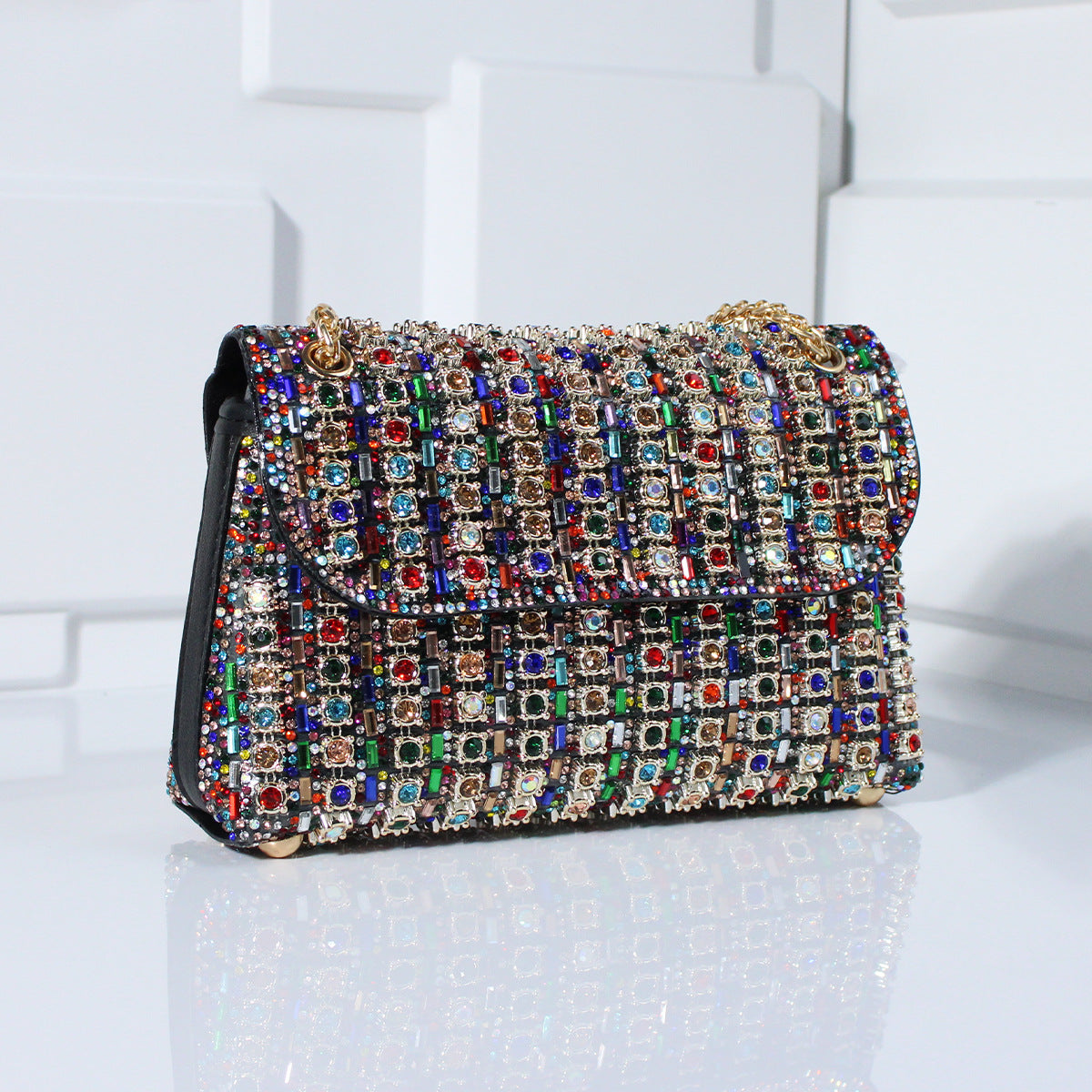 Diamond-Embedded Crossbody Travel Bag