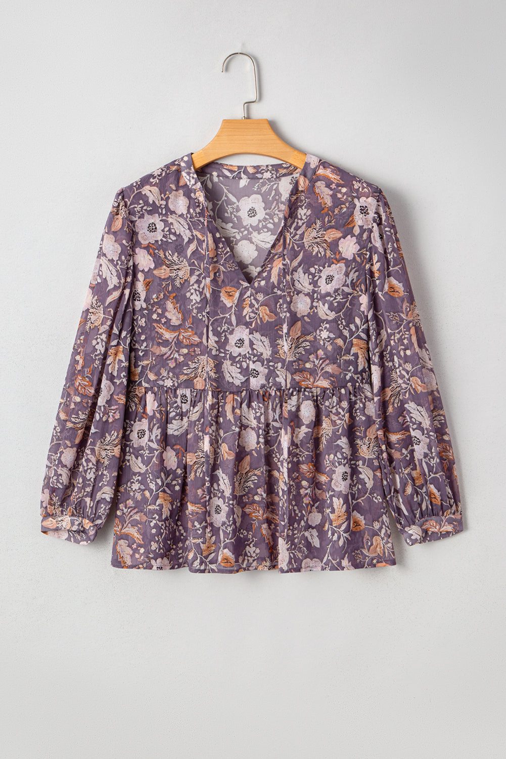 Blusa Estampada de Flores Boho Azul con Manga Francesa Estilo Babydoll