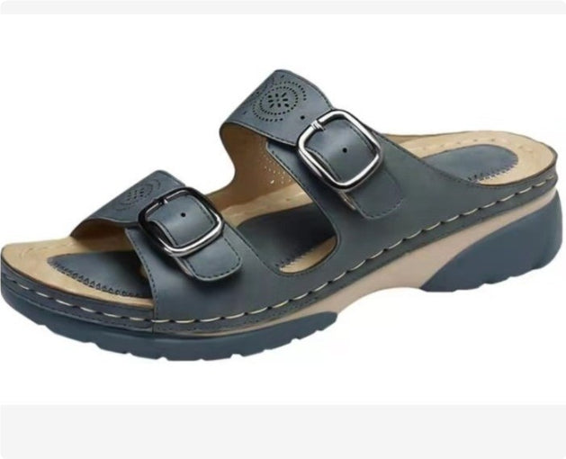 Buckle Wedge Sandals