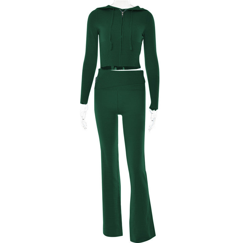 Conjunto de suéter de manga larga y pantalón largo de tiro alto