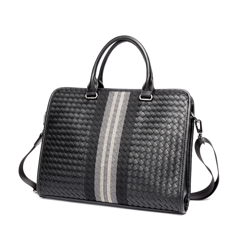Men's Stitching Woven Business Casual Laptop Bag