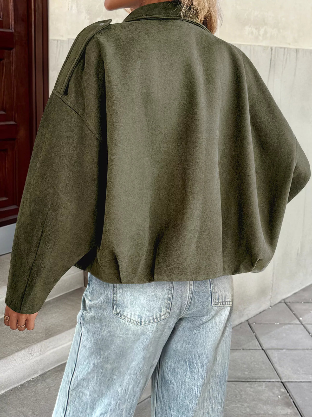 Zip Up Drop Shoulder Jacket