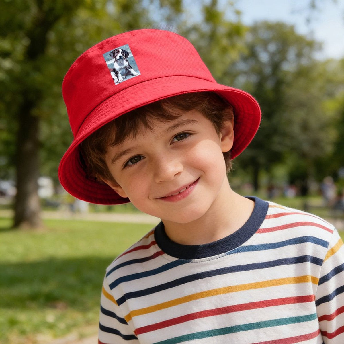 Puzzled Puppy Children’s Bucket Hat (Front Printing)