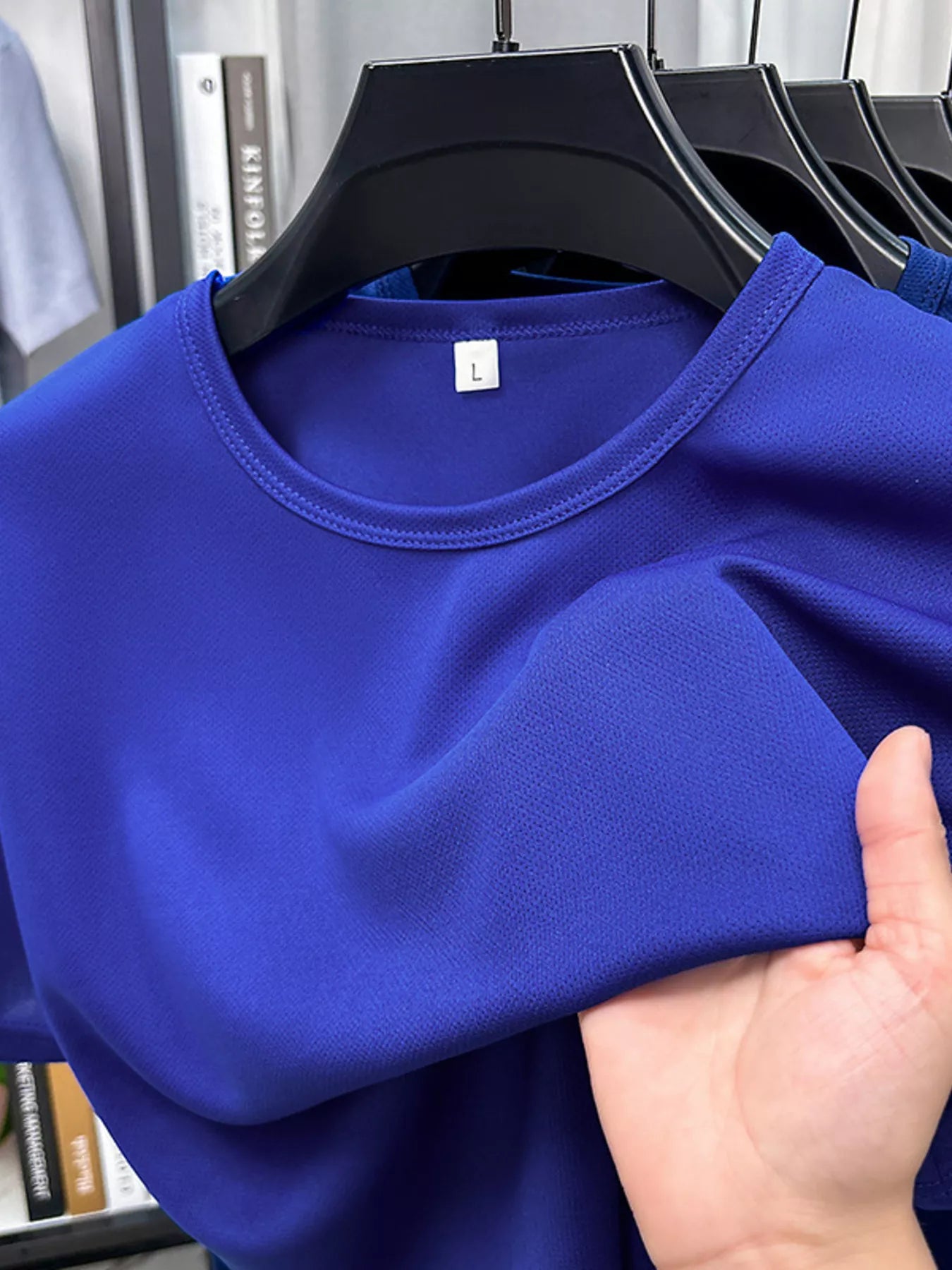 Camiseta de manga corta y cuello redondo de talla grande para hombre