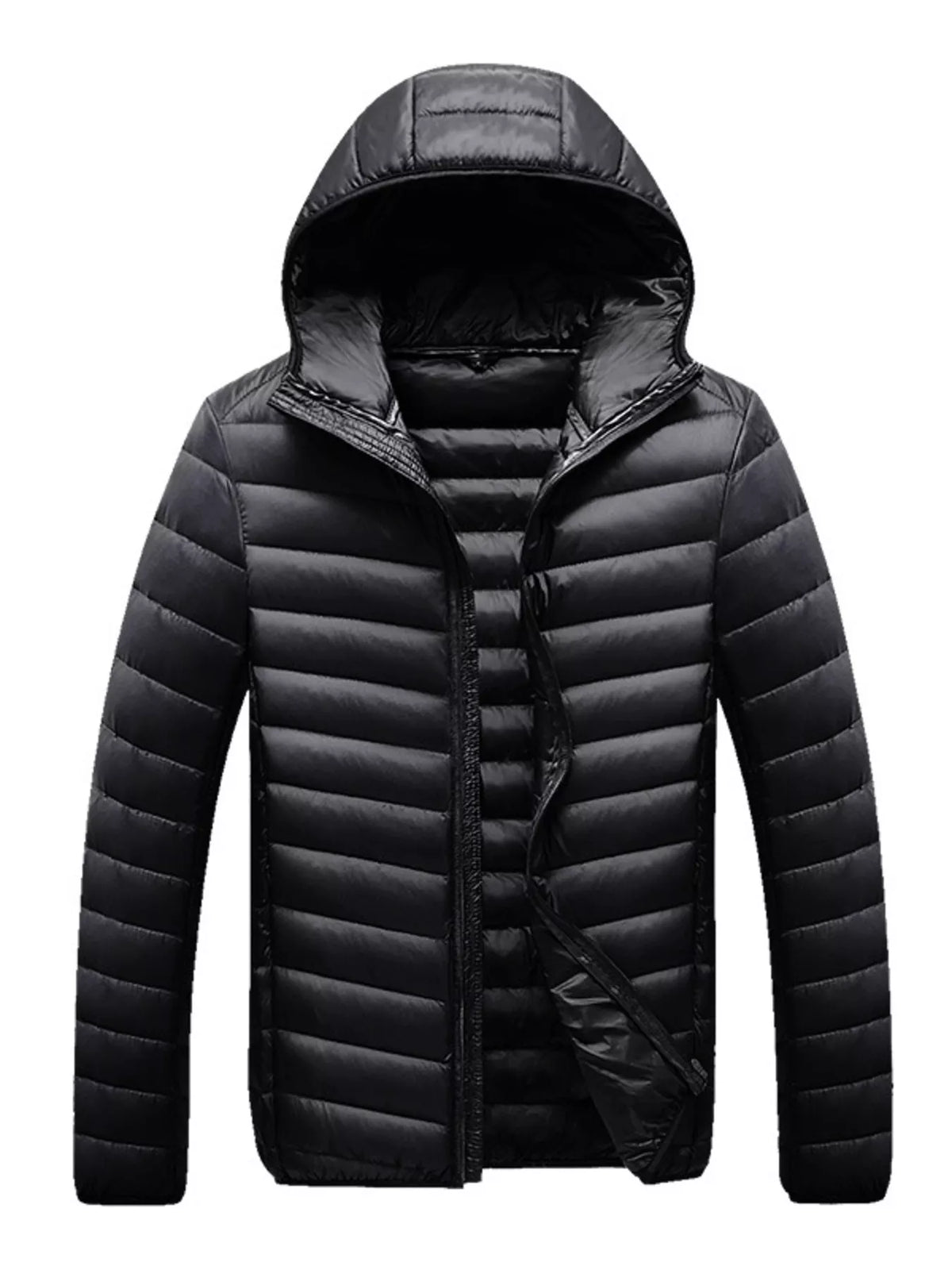 Men's Plus Size Lightweight Hooded Puffer Jacket