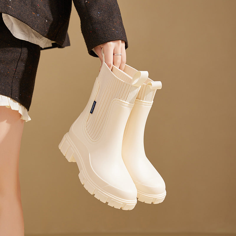 Botas de Lluvia Impermeables con Alza Interna para Mujer