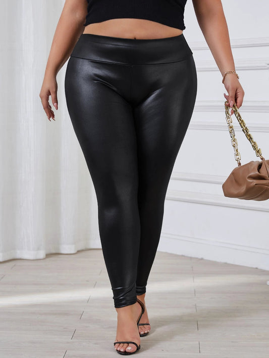 Leggings de cintura alta para mujer, talla grande, moldeadores, elásticos, color liso, cómodos para uso casual en todas las estaciones, faja moldeadora de cintura