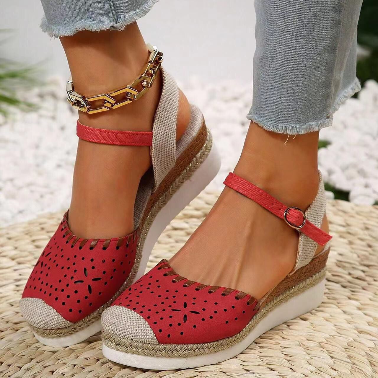 Women's Hemp Rope Platform Wedge Shoes
