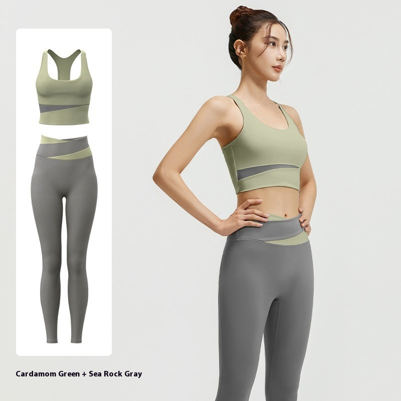 High Waist Belly Contracting Yoga Clothes Shockproof Yoga Fitness Yoga Wear Suit