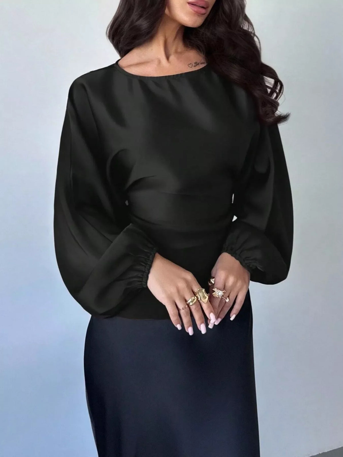 Polka Dot Round Neck Blouse