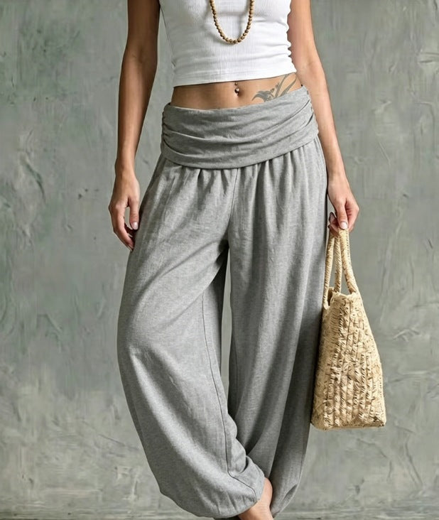 High-Waisted Cuffed Harem Joggers Soft Skin-Friendly Casual Yoga Balloon Pants