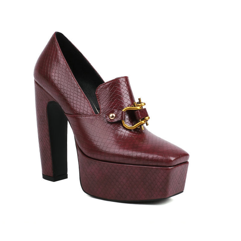 Snake-Print Block-Heel Boots