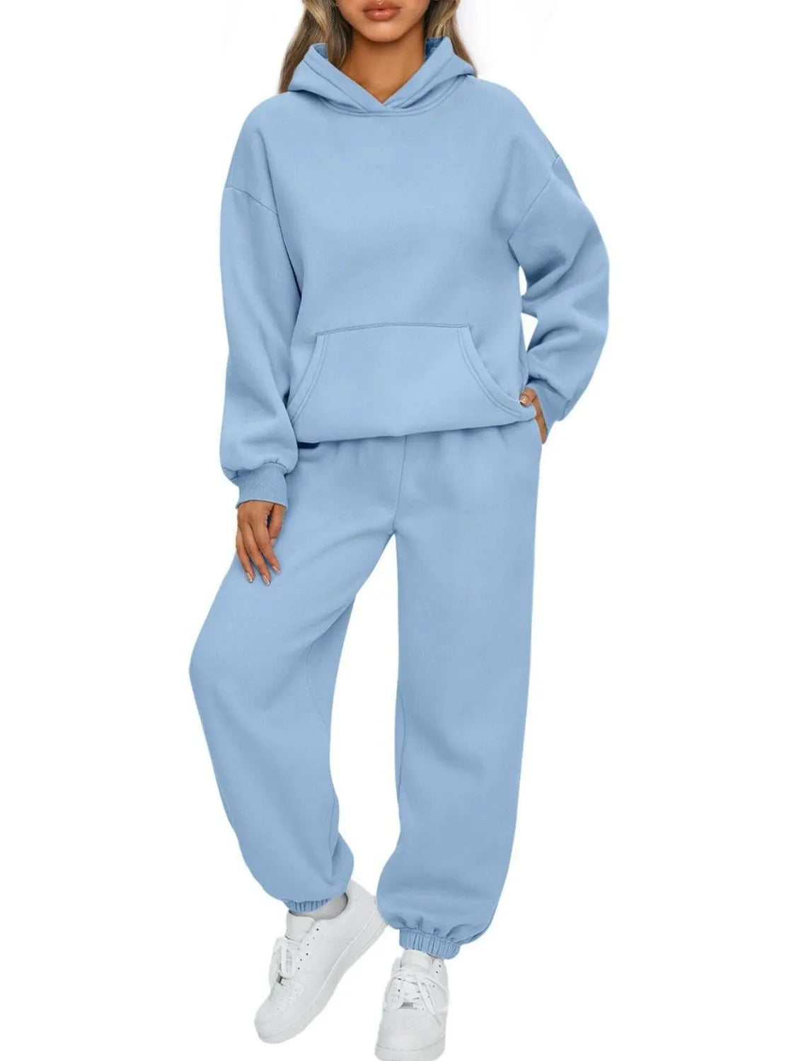 Conjunto de Sudadera con Capucha (Bolsillo Canguro) y Joggers de Talla Grande