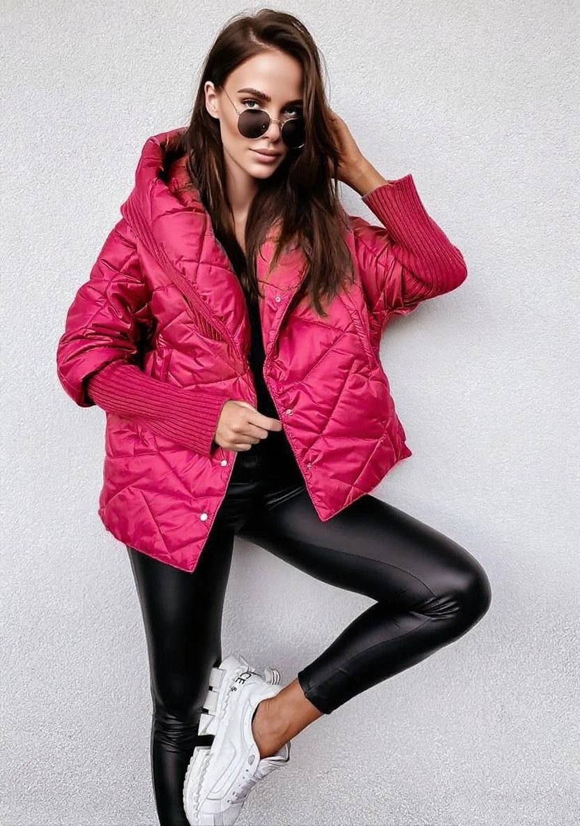 Women's Diamond Lattice Hooded Casual Long Sleeve Coat