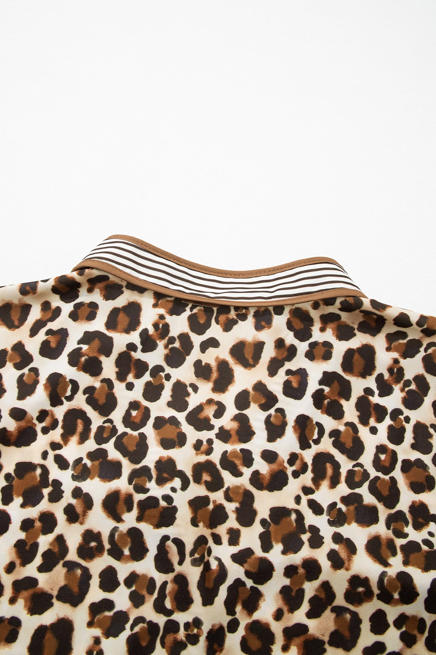 Minivestido suelto de manga 3/4 con estampado de leopardo marrón a rayas y retazos