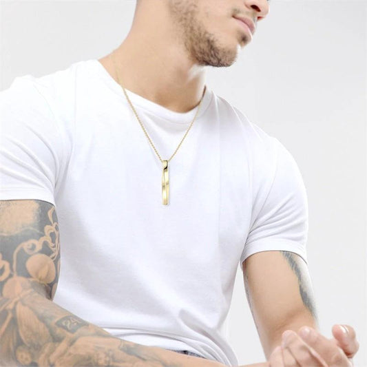 Collar de barra larga de acero de titanio para hombre
