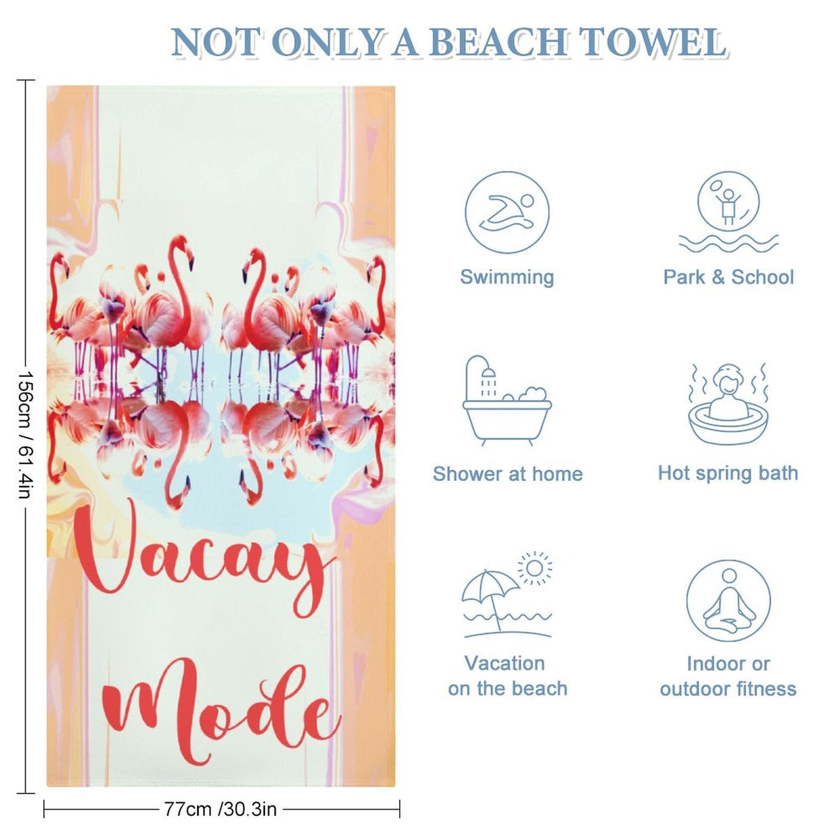 Flamingos Vacay Mode Beach Towel (Made in USA)