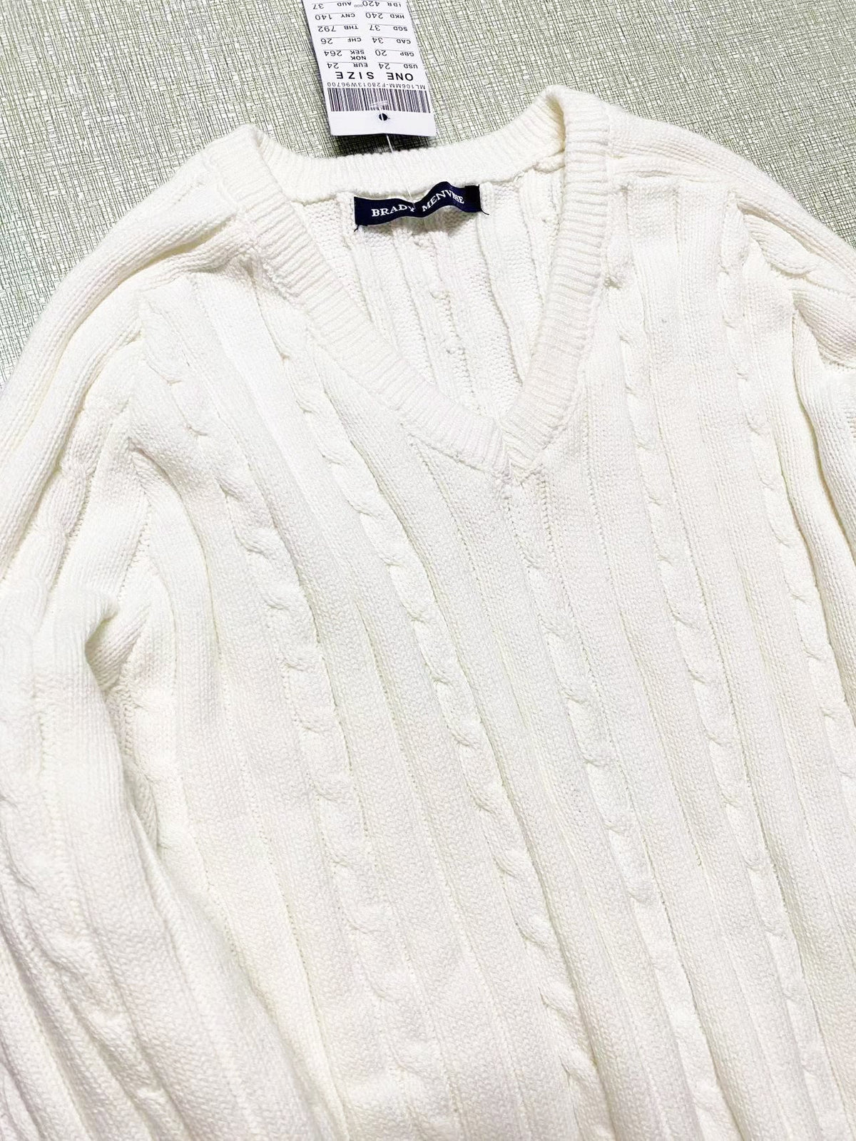 Women's Clothing Autumn Winter Retro V-neck Cable-knit Sweater