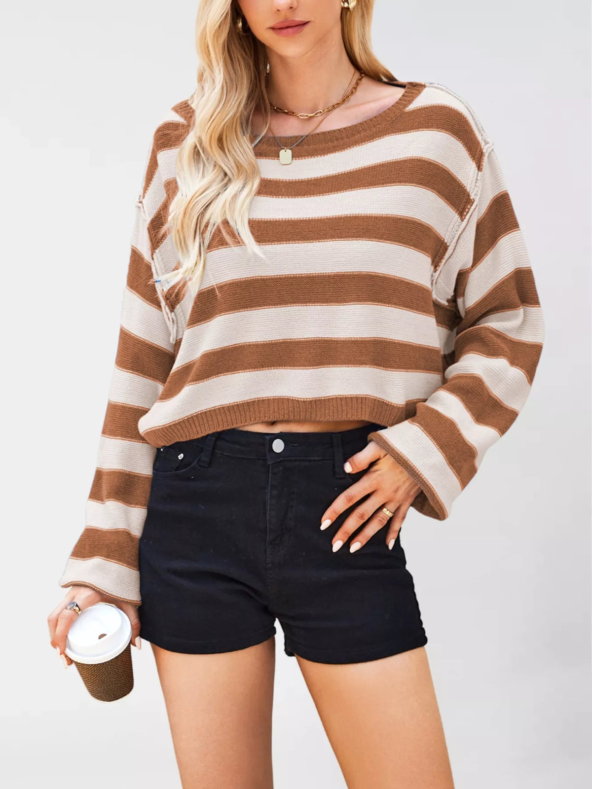 Striped Dropped Shoulder Sweater