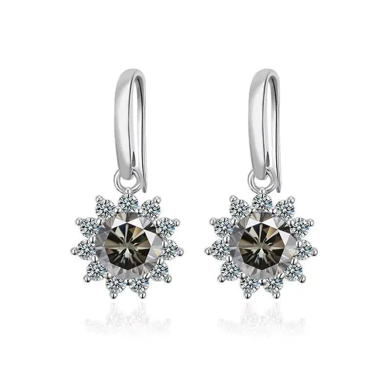 1CT Moissanite Drop Earrings 925 Sterling Silver Colorful Green Blue Pink