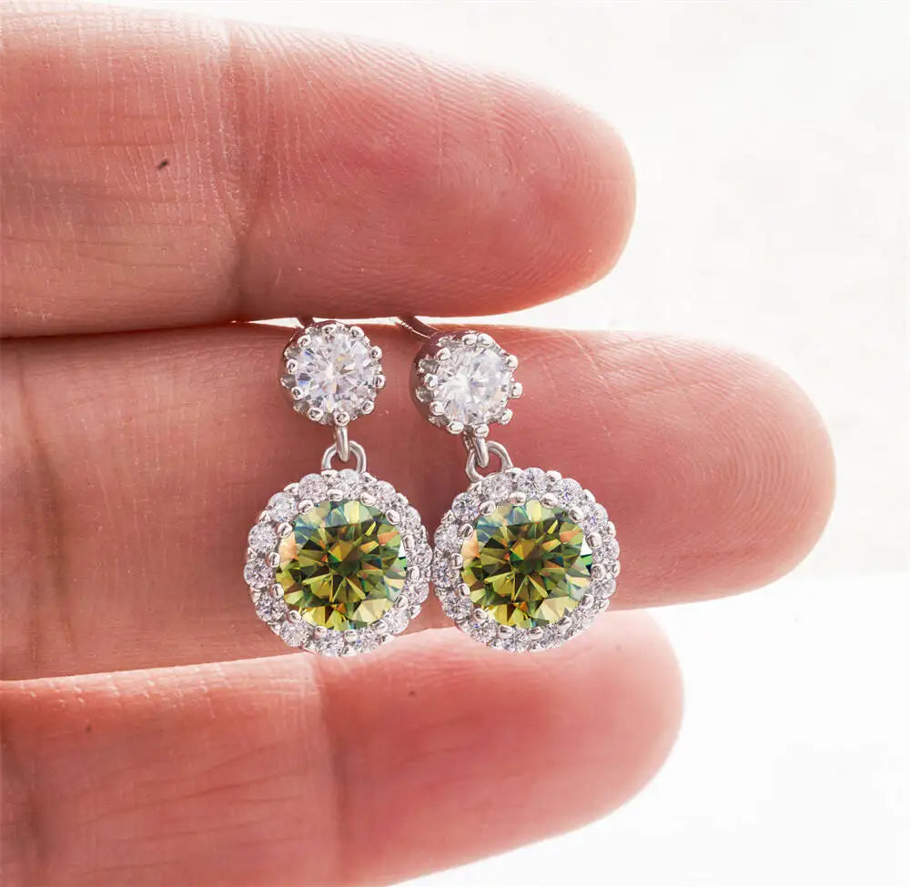 1CT 2Pcs D-Color Moissanite Drop Earrings 925 Sterling Silver With Certificate