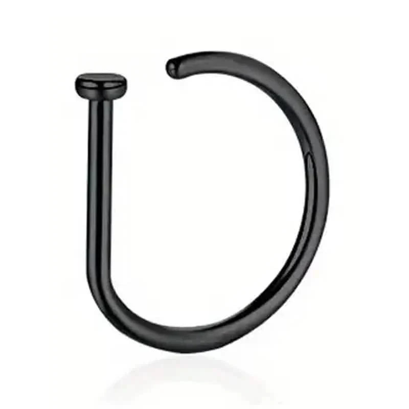 Elegant Punk-Style Stainless Steel Nose Rings - Clip-On Non-Piercing Design