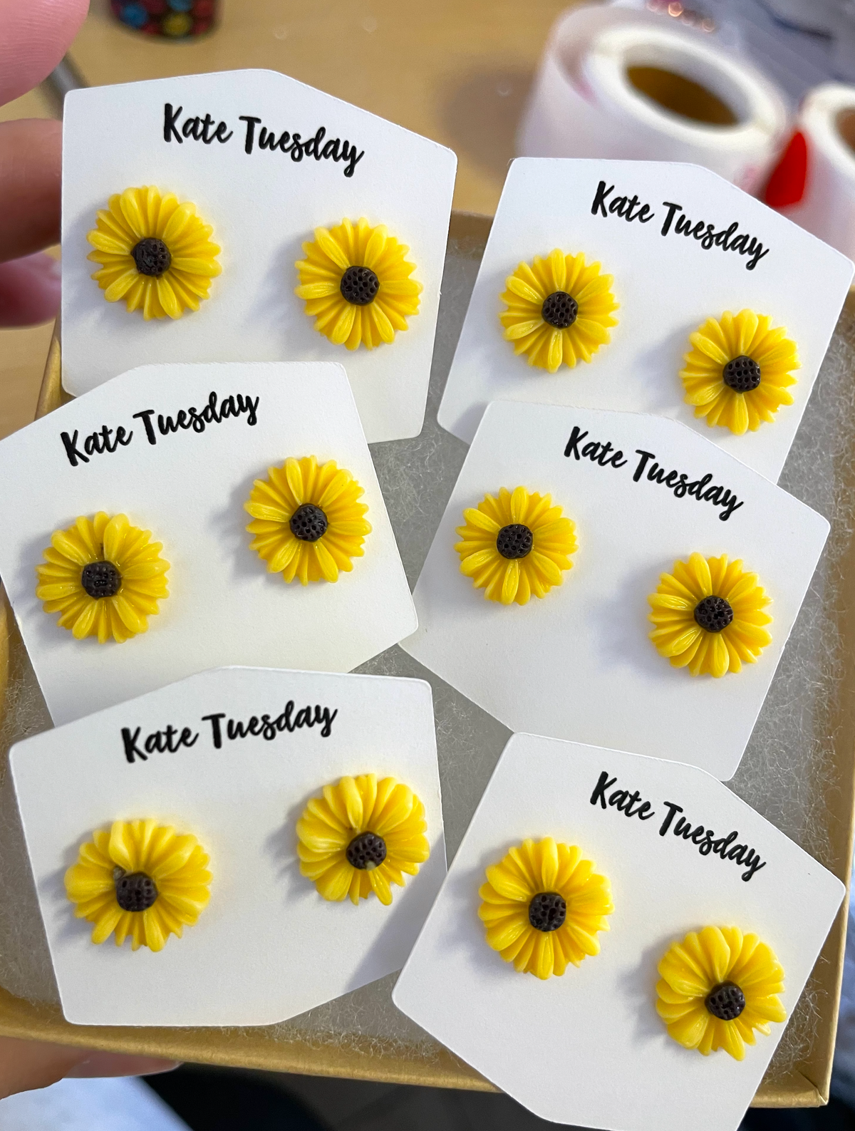 Elegant Yellow Sunflower Shaped Stud Earrings for Women