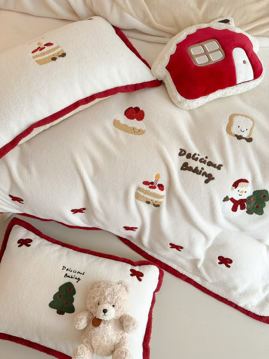 Red Bow Christmas Bedding Set