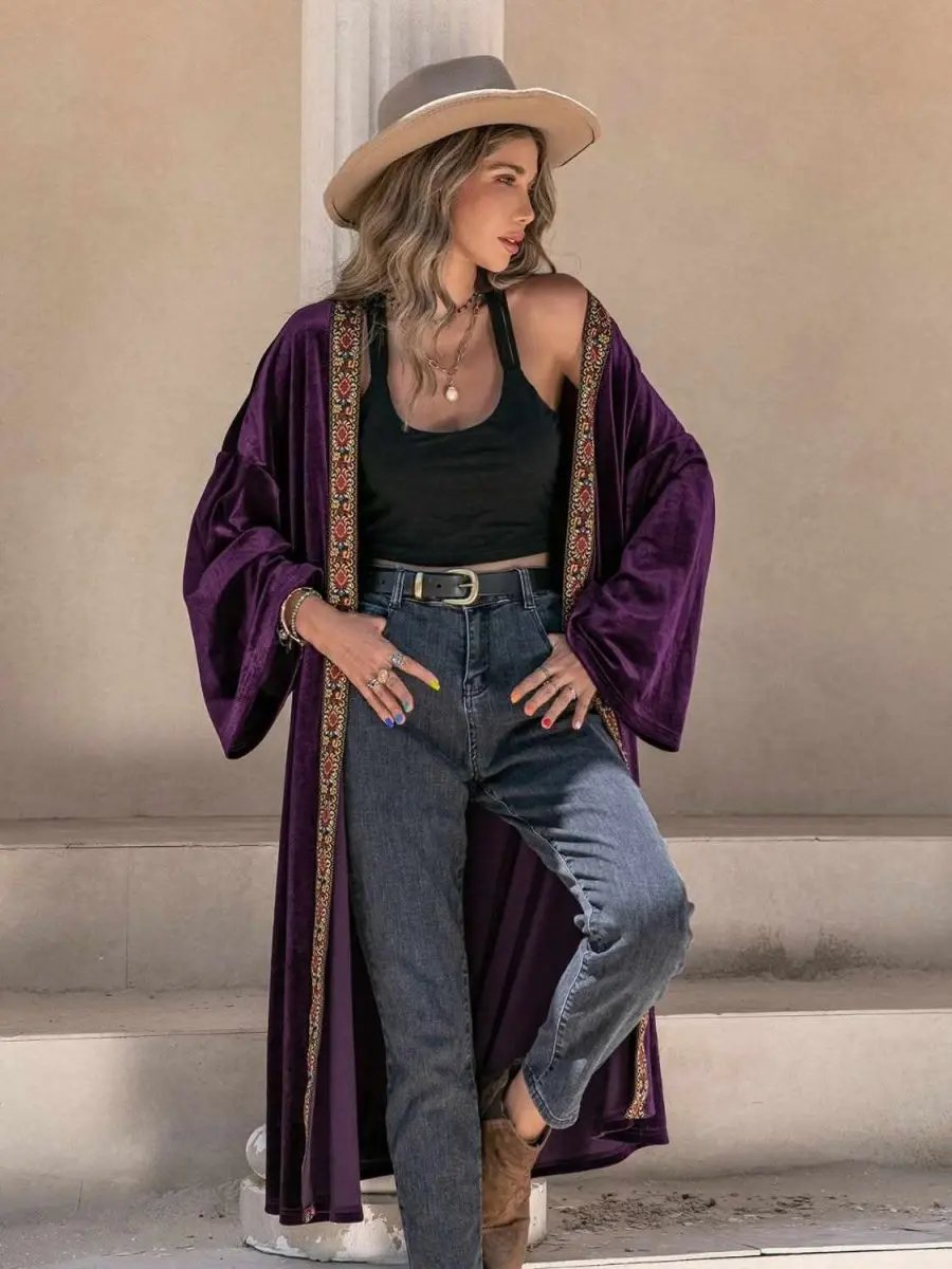 Sweaters Trendsi Embroidered Cardigan Women's Open Front Long Sleeve Stylish Layering