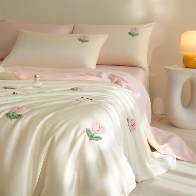 Embroidered Cherry Duvet Cover Set