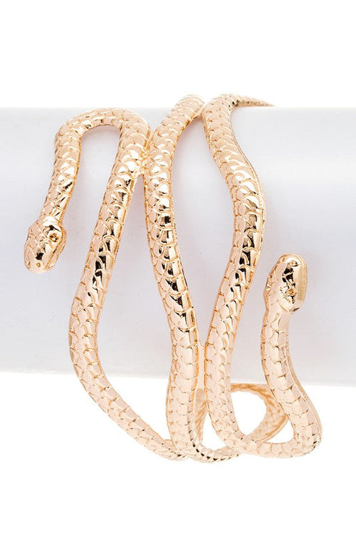 Engraved Snake Cuff Bangle Sterling Look Adjustable