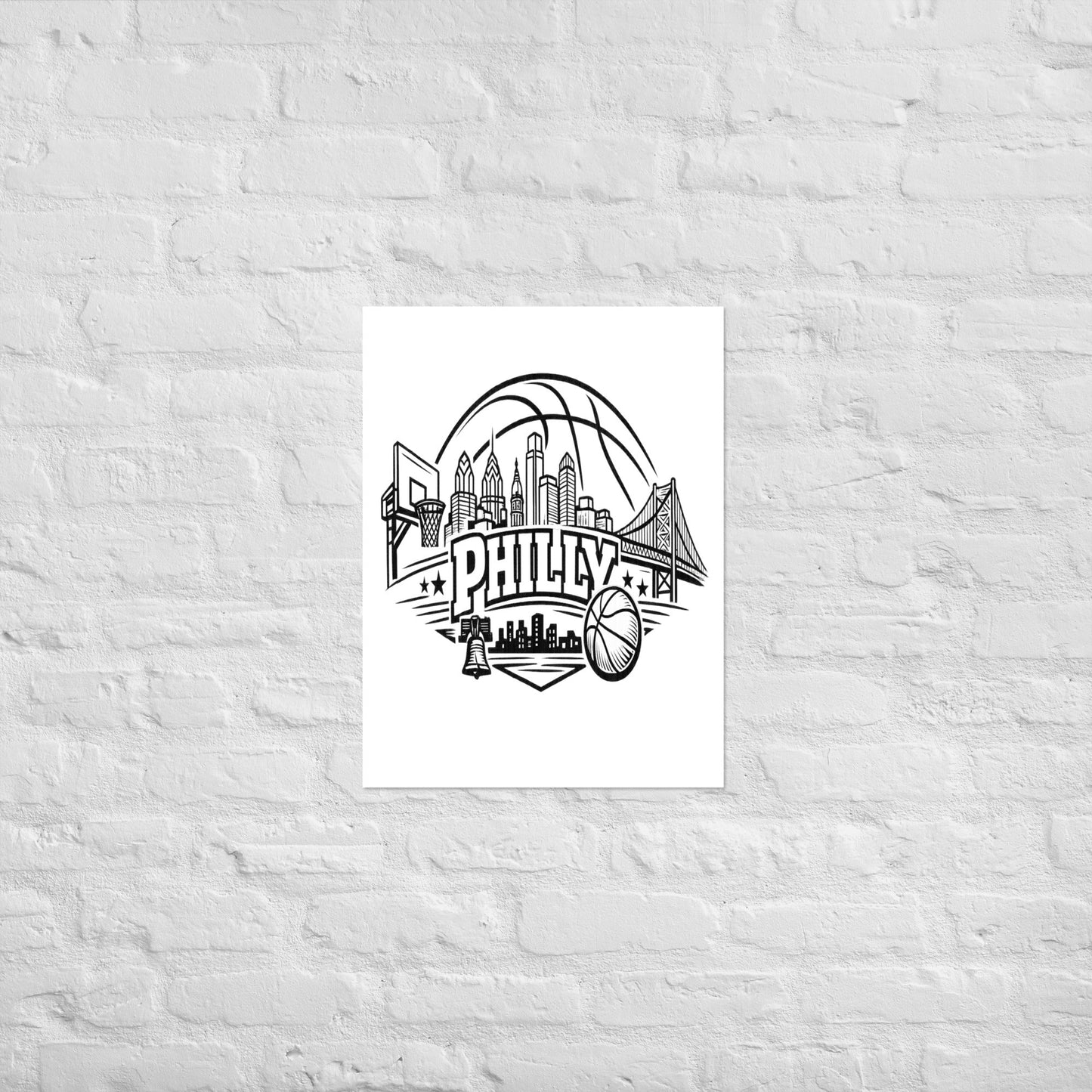 Philly Skyline Basketball Poster | Philadelphia City Pride Wall Art