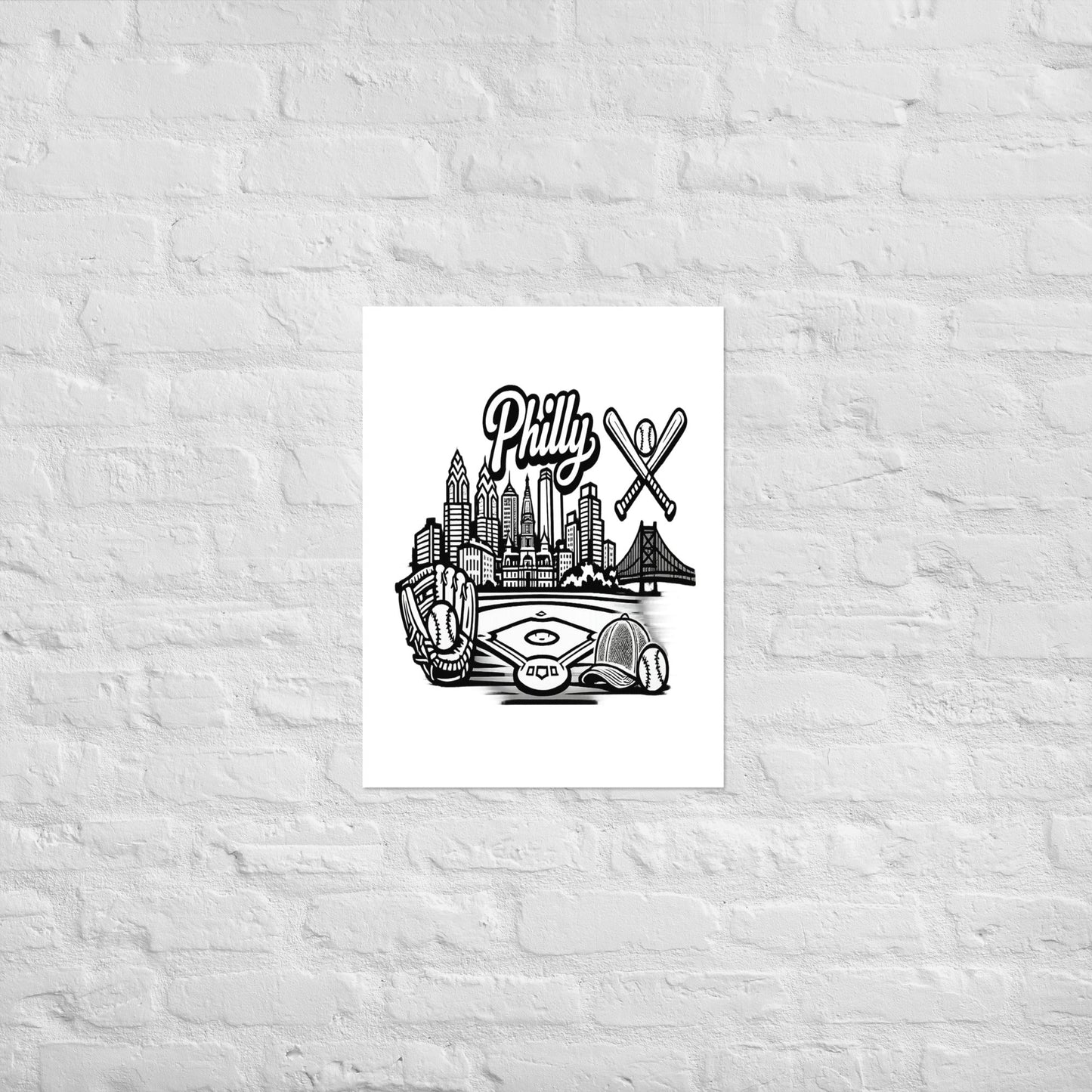 Philly Skyline Baseball Poster | Philadelphia City Pride Wall Art