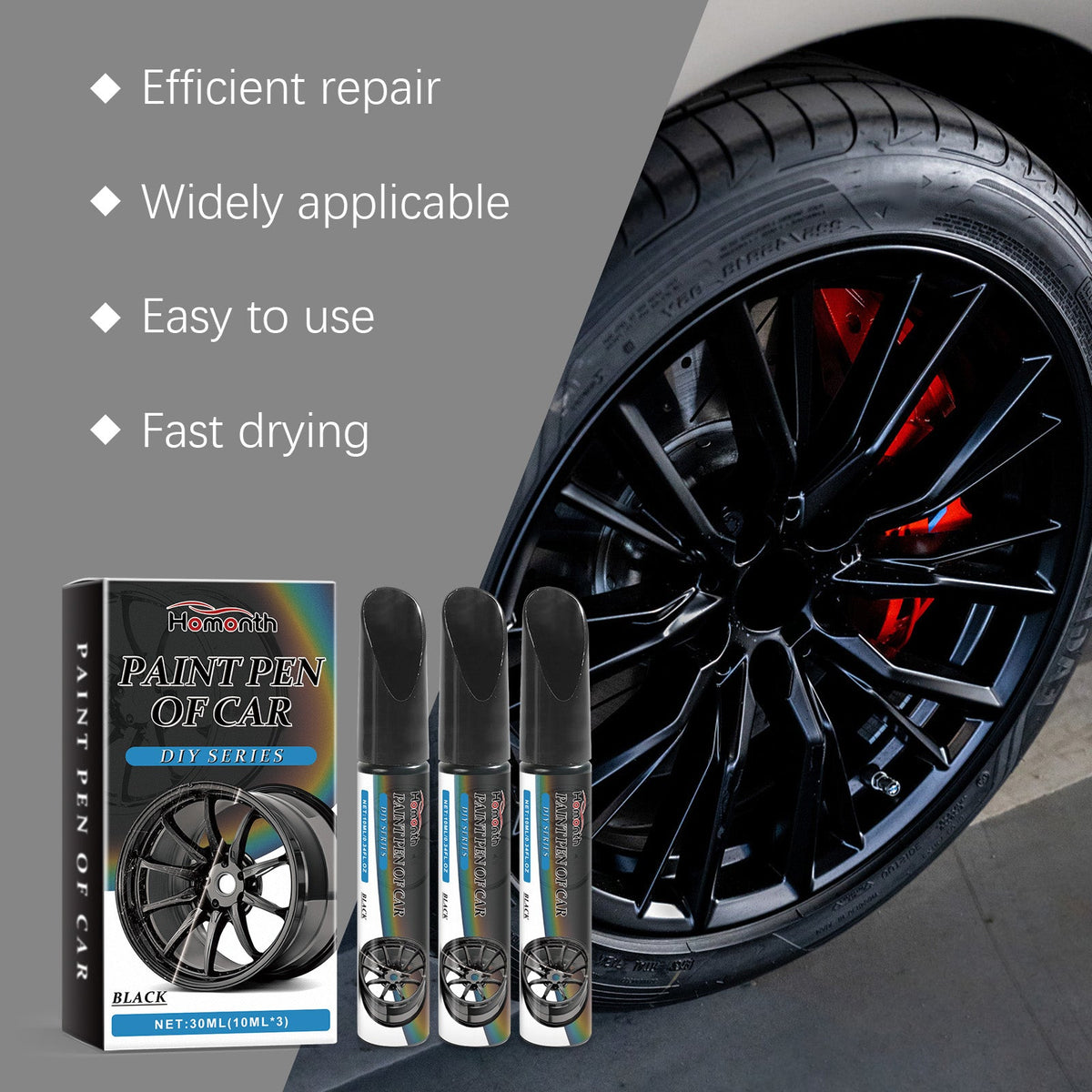 Black Car Wheel Scratches Repair Pen Car Paint Scratches Scratches Decontamination Repair Paint Pen