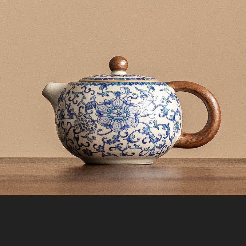 Kung Fu tea set blue and white lotus tea pot fair cup tea can ceramic lid bowl