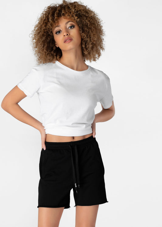 Negro | Short de mujer con borde sin rematar