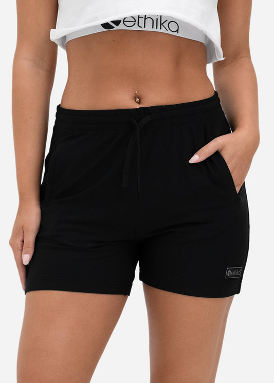 Negro | Pantalón corto de felpa prémium para mujer