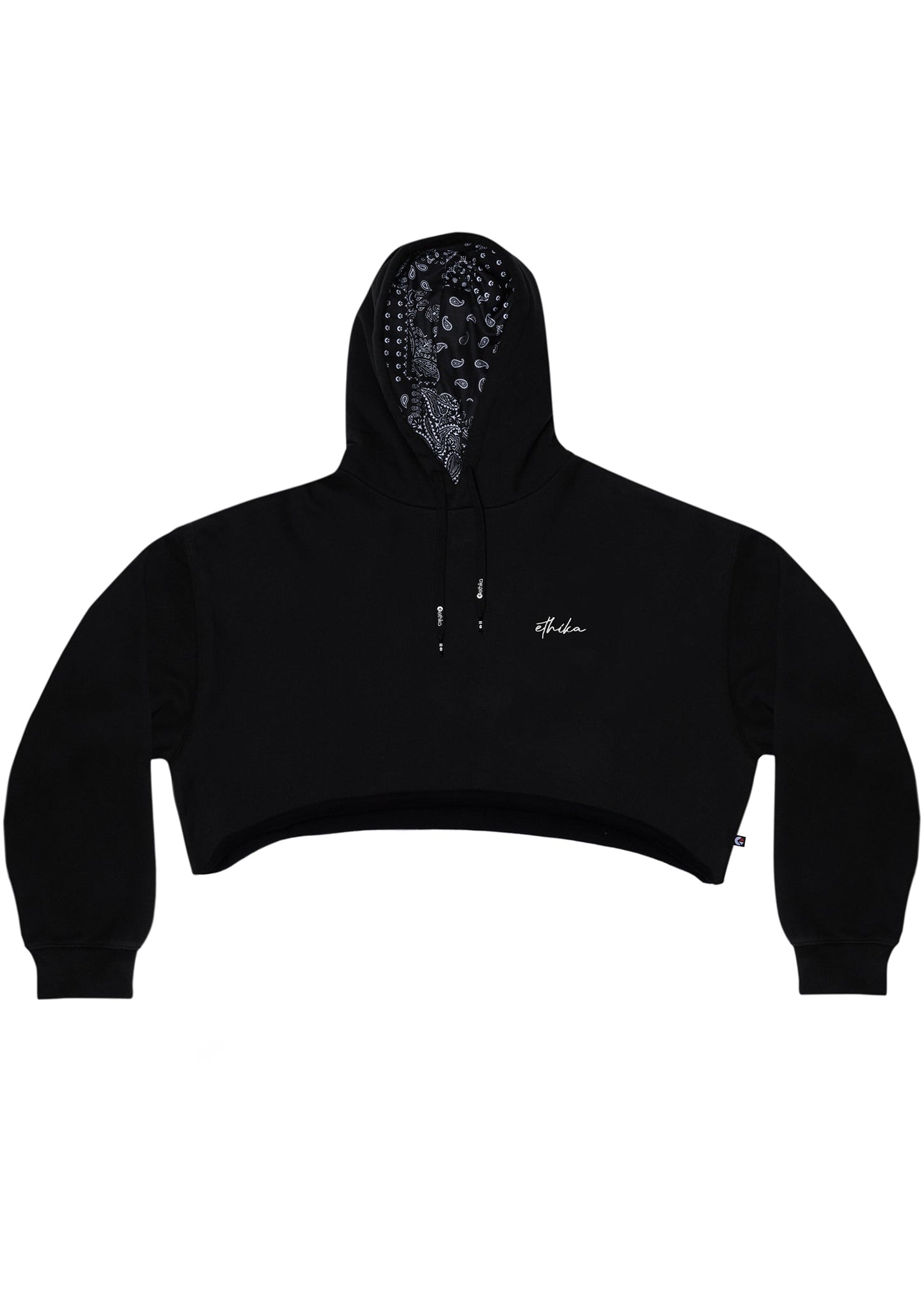 Black - Hood Lined - Black | Womens Crop Hoodie