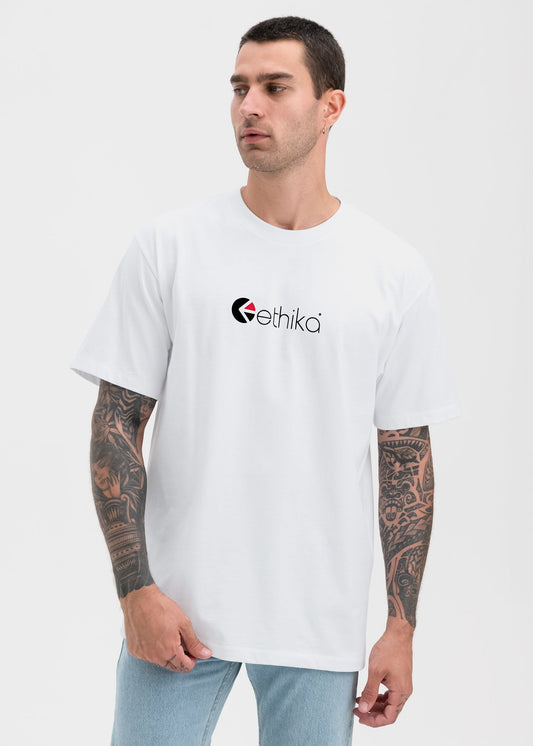 Ethika Logo - Blanco | Camiseta gráfica para hombre